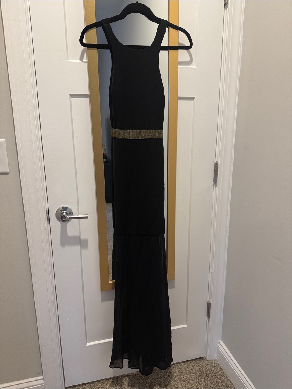 Express Black Maxi Dress with Gold Waistband